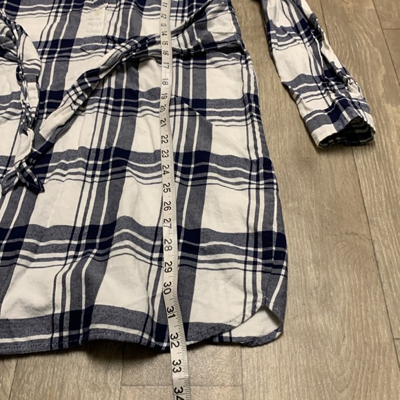 Womens J. Crew Plaid Long‎ Sleeve Front Tie Shirt Dress - Picture 6 of 7